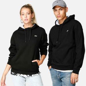 LACOSTE 플리츠 기모 후드 티셔츠 SH2128 - 블랙