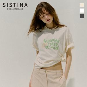 [SISTINA] 인기 코튼 레터링 반팔 티셔츠_ASJTSO21030