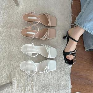 [짝꿍닷컴] 3컬러 오픈토 미들 슬링백 뮬 샌들 RJ-y8311