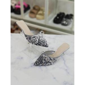 한슈 세이브존07 스팽글 리본 뮬 미들힐 HS83188-12os