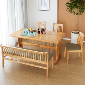 베스트리빙 오츠카 제시 1600 우드슬랩 고무나무 6인 식탁세트/팔걸이벤치형