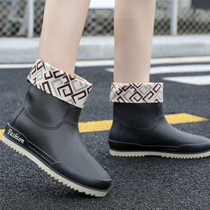 털신발 여성신발 미들 기모내피장화 레인부츠 체크포인트