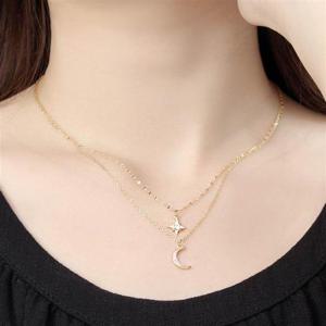 [비쥬홀릭] 실버925 골드도금 스타문 레이어드 목걸이