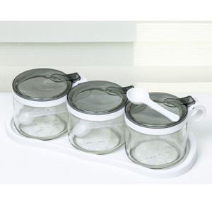 아트웨어 양념통 세트 유리 조미료통 원형 소스병 3P