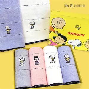송월타올 스누피 프렌즈 수건 140g 4P선물세트
