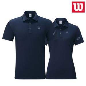 [윌슨]반팔티셔츠 8217 8218 네이비 카라 단체 테니스