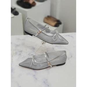 스틸레토 리본 장식 망사 펌프스 플랫 1cm HSHS129042
