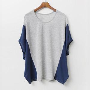 아이우먼 오버가오리옆배색티 ILE028M407 빅사이즈