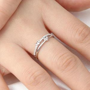 [비쥬홀릭] 실버925 백금도금 하트 두줄 오픈링 반지