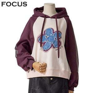 [포커스]데님 플라워 후드 티셔츠 (FF4H3TS3049)