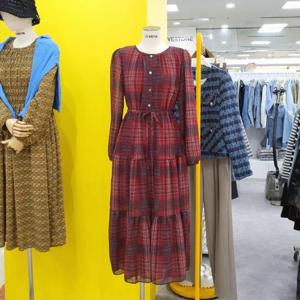 르피타 DP01 체크 패턴 캉캉 쉬폰 원피스 L243UOP908