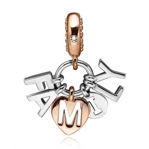 판도라 787785CZ 퍼펙트 페밀리 로트 투톤 펜던트 겸 댕글 참