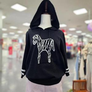 스테파니 HC07 얼룩말 무늬 5부 후드 니트티 A24SW4201