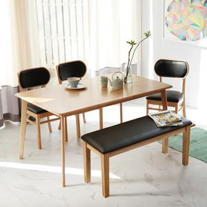 베스트리빙 캔버라 버터 6인(1500) 원목 카페인테리어 식탁세트/가죽벤치형