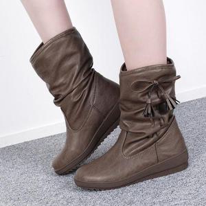 [잇백잇슈] 태슬주름미들부츠 털안감 겨울 국내제작