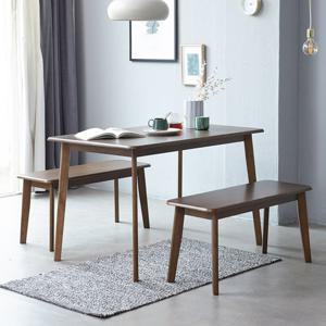 베스트리빙 캔버라 4인(1200) 원목 카페 인테리어 식탁 세트/벤치 2개형