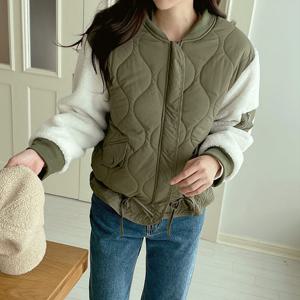 [올리비에스클로젯] 배색 포켓 스트링 패딩 점퍼_O2210PD602D