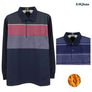 [에스엠진]SMJ1804 남자 기모 카라 티셔츠 중년 남성 겨울티셔츠