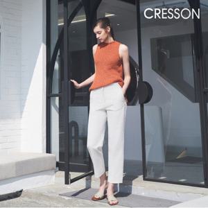 크레송 아이보리 린넨 블렌디드 세미 배기팬츠 C241B401A_03