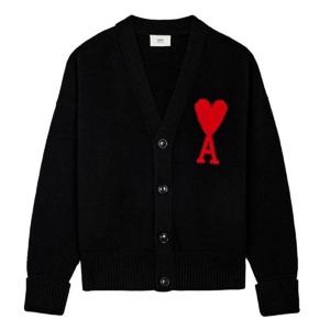 (명품) 아미 빅 하트 로고 가디건 블랙 BFUKC00