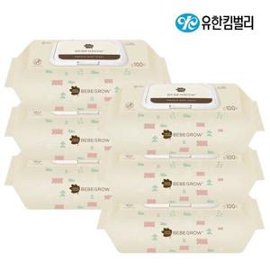 [땡큐온]그린핑거 베베그로우 엠보싱 물티슈 캡100매 x6개