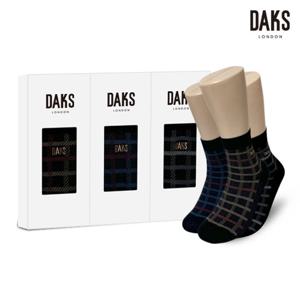 [닥스(양말)]신사양말 3족 선물세트 면후다중목 투톤사각체크 25315