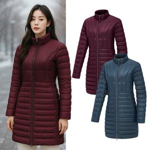 콜핑 여성 겨울 구스다운 중기장 경량 패딩 자켓 점퍼