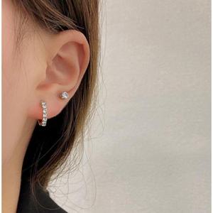 92.5은침 기본 원터치 큐빅 6종세트 레이어드 귀걸이