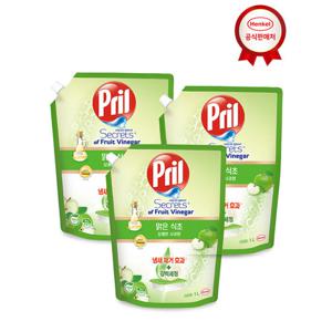 [헨켈]주방세제 프릴 맑은식초 1L(리필) x 3개 사과