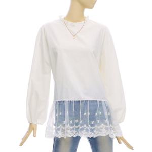 FOCUS  레이스배색프릴코튼블라우스 PBBF5S1BL5091