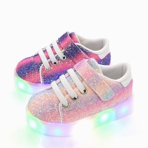 [레비스풋]스와르 돌가루 무지개 여아 남아 학생 키즈 주니어 유아동 LED운동화