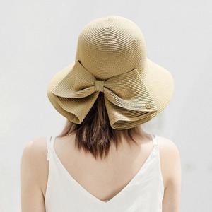 리본 밀짚 버킷햇 여성 라피아햇 햇빛차단모자 썬캡