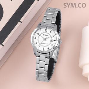 카시오 LTP-V004D-7B 심플 데일리 아날로그 캐쥬얼 여자 메탈 시