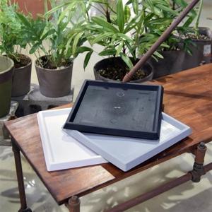 대형 플라스틱화분 유니크 사각 받침대(대.29x29cm) 사각