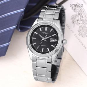 카시오 MTP-B180D-1A1 클래식 복고풍 라운드 실버 남자 메탈 시