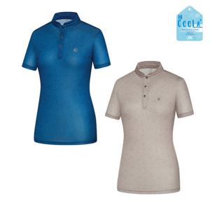 콜핑 여성 하이쿨 은은한 플라워 등산 반팔 카라 티셔츠 GS