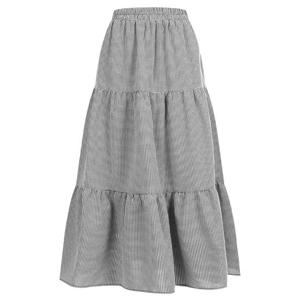 샵앤) 여성 허리밴딩 3단 캉캉 잔고방 체크 프릴 롱 스커트 NTT-WSK-20303-블랙