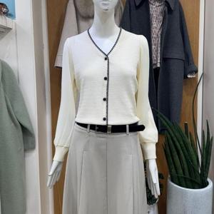 클리지 DP01 라인 니트 쉬폰 블라우스 CP3WKT05