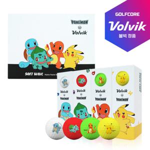 볼빅 포켓몬 피카츄  4색칼라 무광 비비드 3피스 골프공-12알