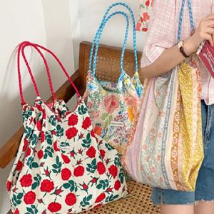 (앙상블) 빈티지 로프 플라워 에코백 가방 여성 숄더