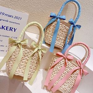 러블리 리본 포인트 라탄 토트백 여름가방 손가방