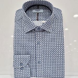 [레노마셔츠]슬림핏 /구김성 적은/트리코트 기하학 무늬/긴소매