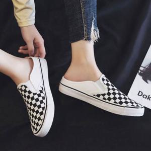 쿨샵 여성 밴딩 체크디자인 슬립온 블로퍼 운동화