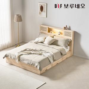 [착불] 보루네오 포레 3서랍 편백나무침대 원목 수납헤드 더블 본넬매트리스