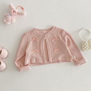 [엠케이] 리본핑크 여아동 긴팔 크롭가디건 205719