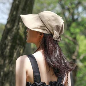 여성 데일리 기본 썬캡 리본 코튼 캐주얼 벙거지모자