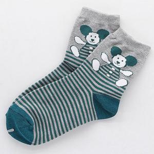 여성용 단추곰 케쥬얼 패션양말 여자양말 그린1켤레