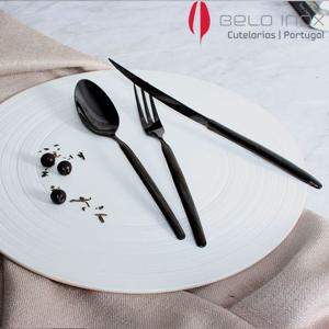 (포르투칼 벨로아이녹스) 플래티늄 티타늄 블랙 스테이크 3종세트 양식수저세트 포크 스푼 나이프 가게양식