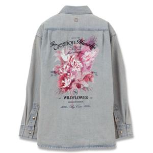우영미 블루 플라워 백로고 데님 셔츠 W251SH16982L MRK