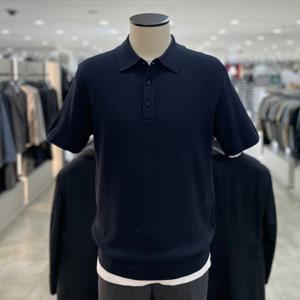 [지오지아]워셔블 비스코스 반팔 카라 니트_ABF2ET1902_NV_DG